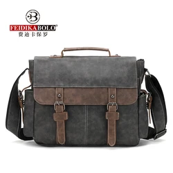 Retro Design Business Documents Shoulder Bag Flap Man's Bag Male Messenger Bags New Arrivals Vintage Men's Leather Briefcase Bag