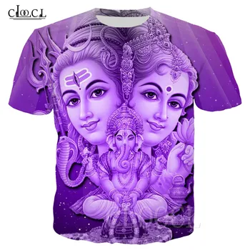 

Hindu Lord Ganesha Summer T-shirts 3D Printed Shiva Parvati Ganesha Tee Shirt Men Women Short Sleeve Harajuku Sweatshirt T-Shirt