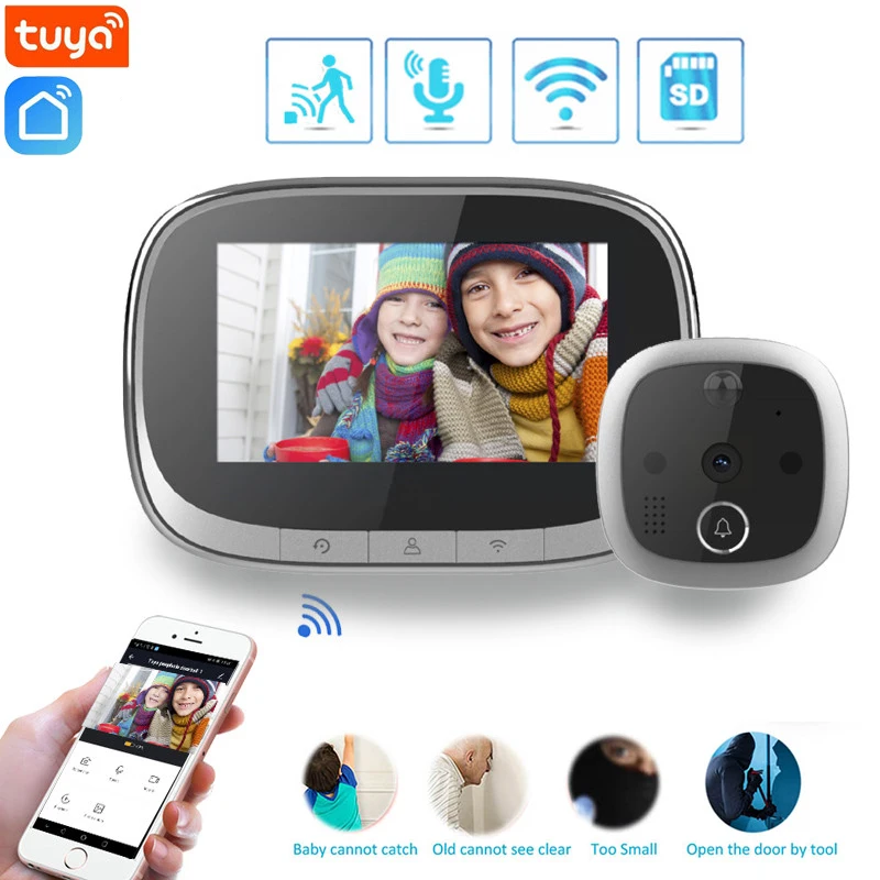 Tuya Peephole Video Doorbell Wifi Door Viewer Camera Intercom 4.3 Inch LCD Digital Home Security Eye Monitor Motion Detection |