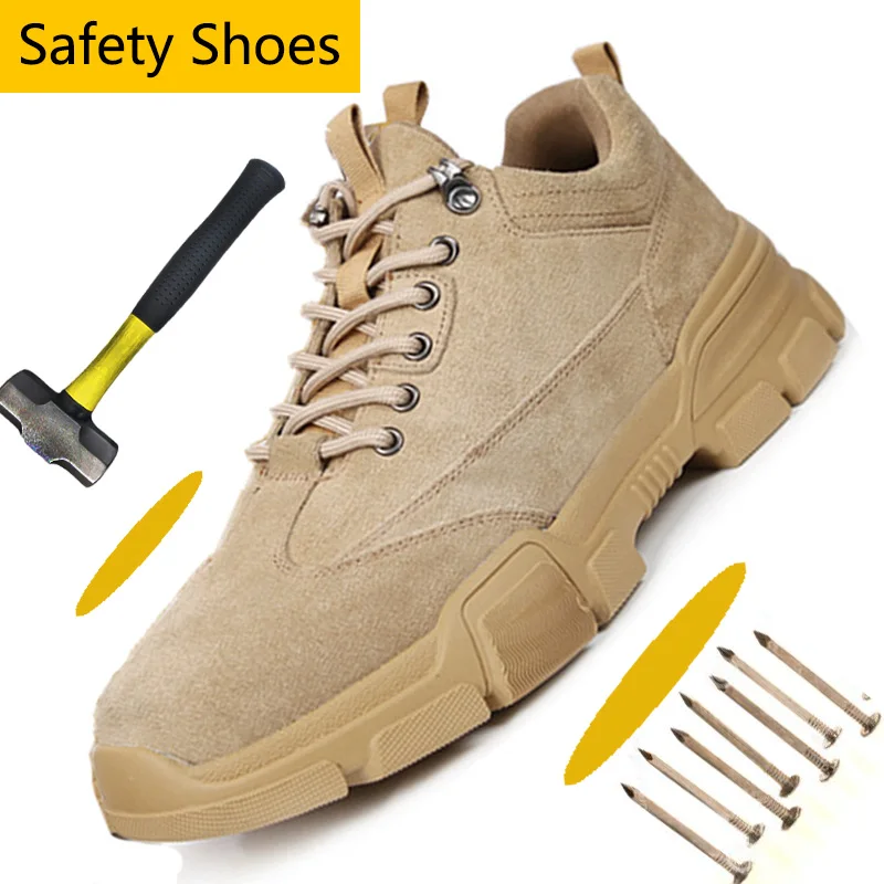Противоскользящие рабочие защитные ботинки в стиле ретро со стальным носком Мужская удобная обувь для работы с прокалыванием Антистатическая пропитанная обувь