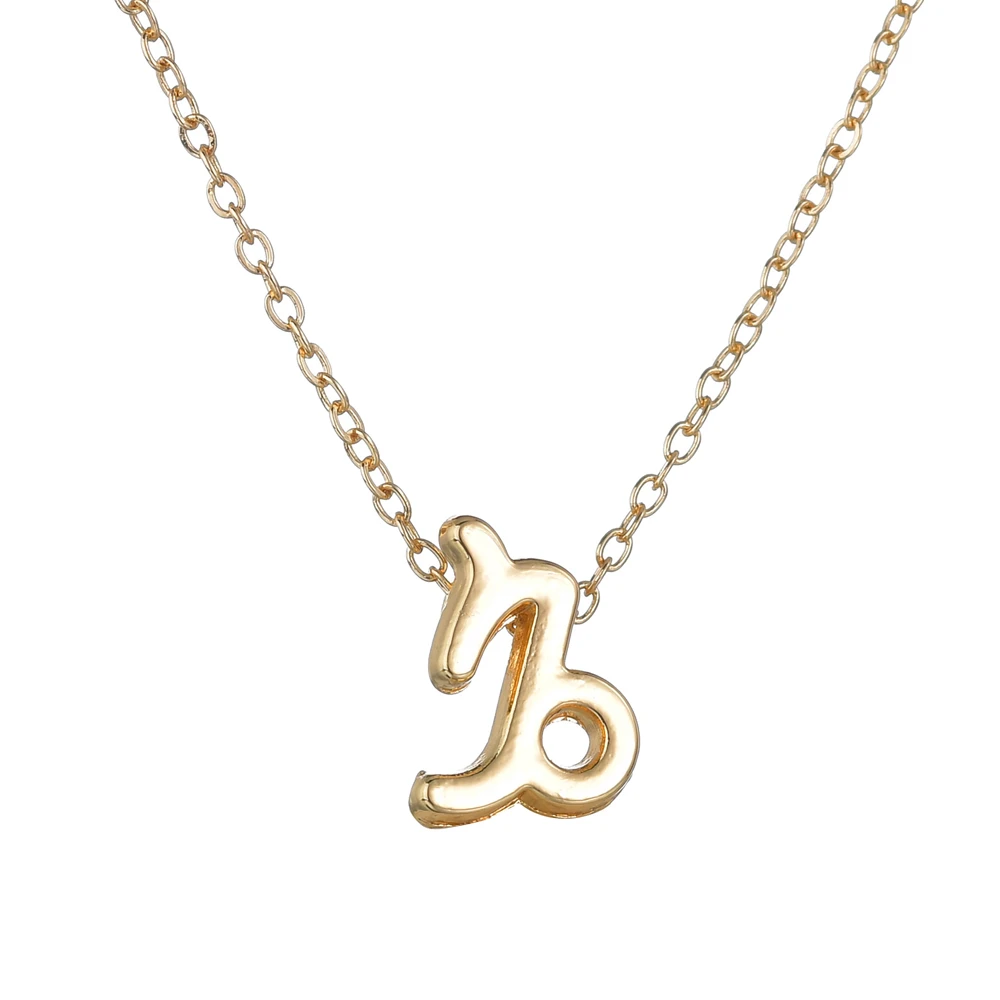 Дизайн золотой металлический знак зодиака, созвездие ожерелье карта для женщин девушек трендовая цепочка Кулон ожерелье со знаком зодиака Прямая - Окраска металла: Capricorn