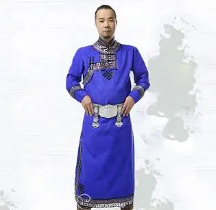 Мужской robed mongolia одежда мужской костюм имитация оленьей шкуры бархатная монгольская одежда монгольский robed наряд - Цвет: Navy Blue