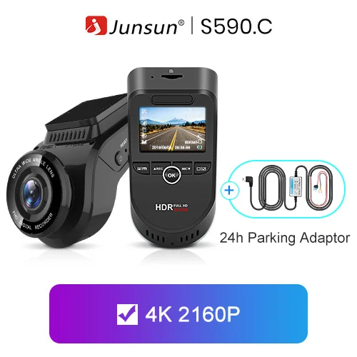 no wifi no gps Junsun автомобиля видеорегистратор двойной объектив Dashcam Встроенный gps трекер 4 к 2160 P HD ночное видение камера с 1080 170 сзади - Название цвета: no wifi no gps