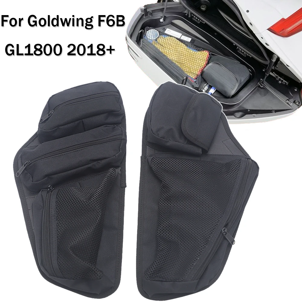 

A pair black FOR HONDA GOLD WING GL 1800 GL1800 F6B 2018 2019 2020 2021 NEWER SADDLE BAG LID ORGANIZERS Goldwing F 6 B