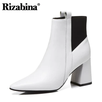 

Rizabina Size 33-42 Genuine Leather Women Ankle Boots Sexy High Heel Winter Shoes Woman Fashion Short Boot Office Lady Footwear