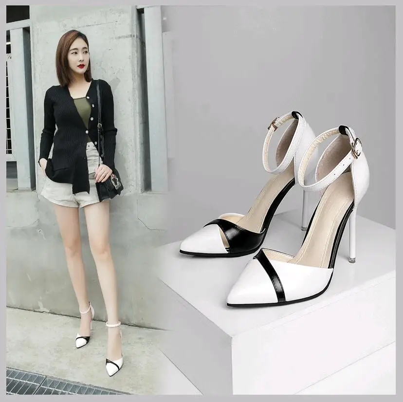 Summer Shoes New Women High Heels Korean Version Hollow Sexy Stiletto Sandals Wild Work Single Shoes Flat Sandals