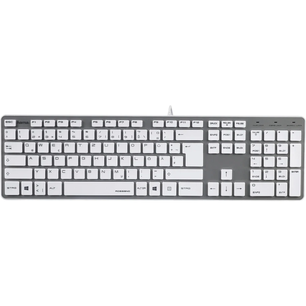 Клавиатура Hama Rossano белый/серебристый USB slim