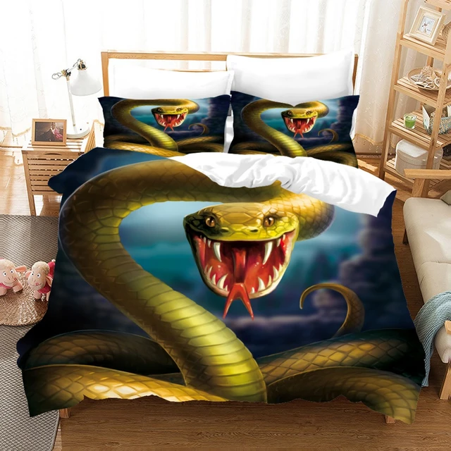 Set biancheria da letto serpente verde animale per copriletto per adulti  copripiumino singolo matrimoniale King Size 2/3 pezzi biancheria da letto -  AliExpress