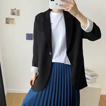 

black blazer ladies formal suit jacket women long blazer leisure single button coat 2020 spring summer clothes