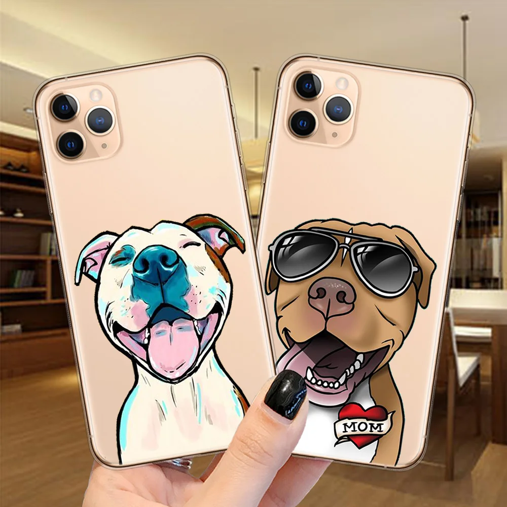 Силиконовый чехол с рисунком питбуля бульдога для iPhone X XR XS Max 6 6S 7 8 Plus 5 5S SE 2020 SE2