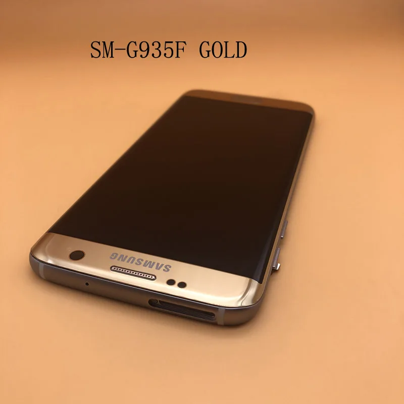 Без ожога-тени супер AMOLED дисплей для samsung Galaxy S7 Edge G935 G935F G935FD ЖК с рамкой дигитайзер сенсорный экран - Цвет: G935F FRAME GOLD