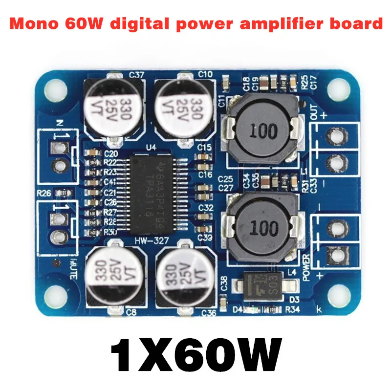 

Dc 8-24V Digital power amplifier board Mono 1* 60W digital power amplifier board for speaker modification