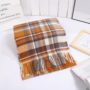 

LS2027 Brand Luxury Female Scarf Classic Chequered Winter Scarf Rectangular Winter Scarf Female Shawl