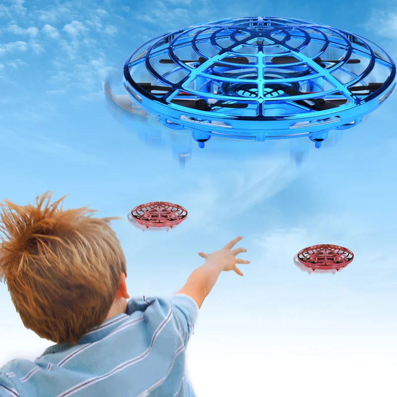 UFO датчик жестов самолет интеллектуальная подвеска игрушечный беспилотник Мини четыре оси мальчик игрушки флэш летающий диск Детский подарок игрушки на открытом воздухе