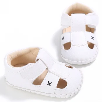 

Hot Newborn Kids Baby Boy Fashion First Walker PU Anti-slip Crib Shoes Soft Sole Summer Prewalker 0-18M