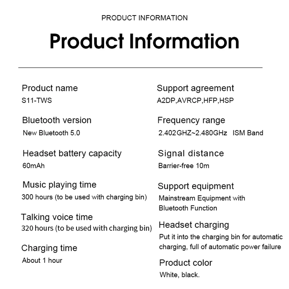 S11 Bluetooth 5,0 беспроводные наушники-вкладыши стерео Смарт шумоподавление большая емкость аккумулятора с зарядным отсеком