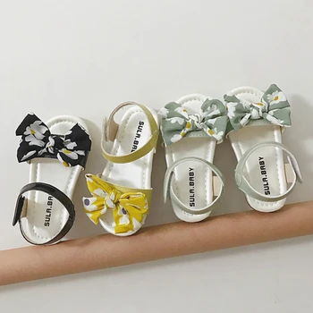 

2020 New Season Summer Big Bow-tie Children Shoes for Girls Sandals Baby Korean Party Princess Shoes Solid for 1-6 Soft Leather