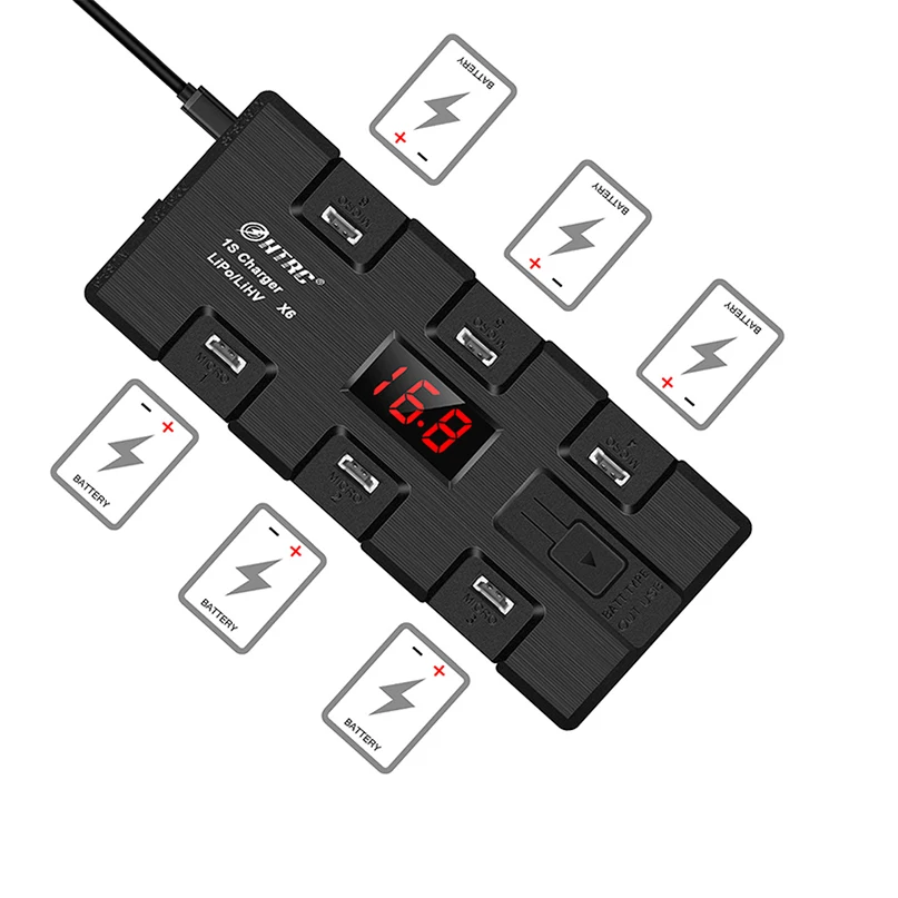 HTRC X6 4W * 6 1A DC зарядное устройство w/MX MCPX JST порт для 1S LiPo/LiHV батарея DIY аксессуары