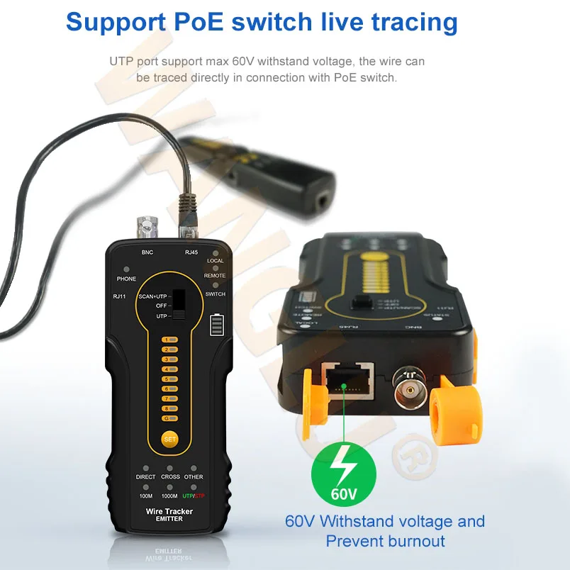 CT66 Multifunction  cable Measure UTP /Network Cable Tester With PoE/100M 1000M detection/Short circuit detection Function