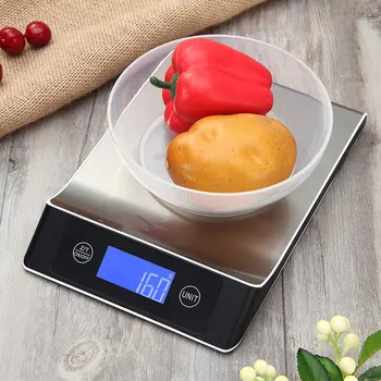 

15kg/1g Electronic Kitchen Scale Digital Food Scale Stainless Steel Weighing Scale LCD High Precision Measuring Tools