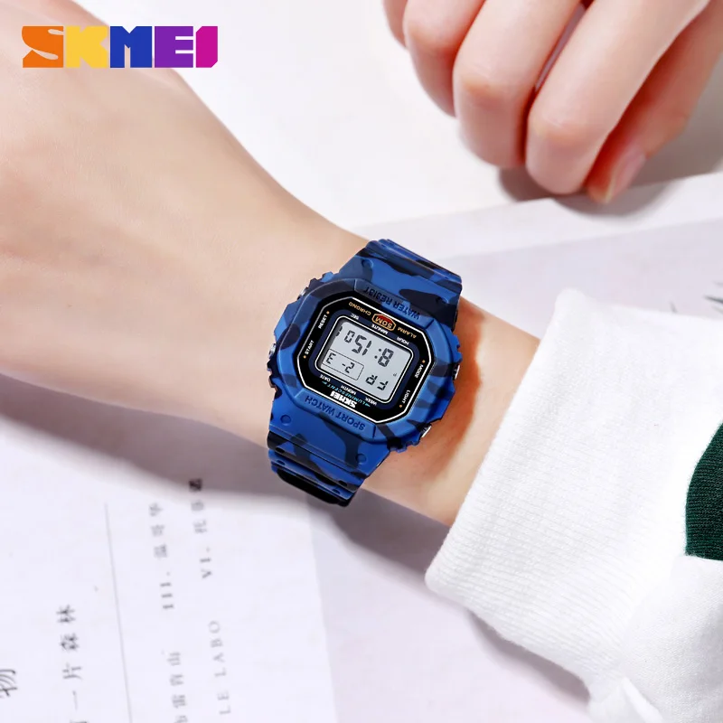 SKMEI 1608 светодиодный светильник Для мужчин цифровые часы с секундомером