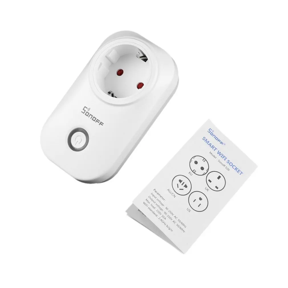 Sonoff S20 EU/US/UK беспроводная WiFi розетка с таймером 10A 2200 Вт Разъем дистанционного