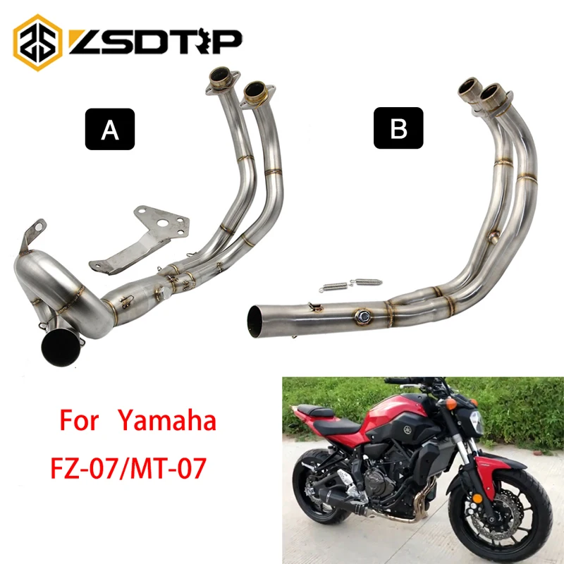 

ZSDTRP Motorcycle Middle Pipe Connect Muffler For Yamaha MT07 MT-07 FZ07 FZ-07 With Sensor