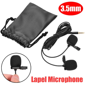 

Portable 3.5mm Jack Mini Headset Microphone Lapel Lavalier Clip On Microphone for Recording Meeting Lecture Dual Head Mic