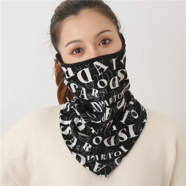 2021 Winter Face Mask Scarf Women Ring Neck Scarves Foulard Cotton Feeling Warm Fashion Print Men Outdoor Sport Unisex Bandana MST-25