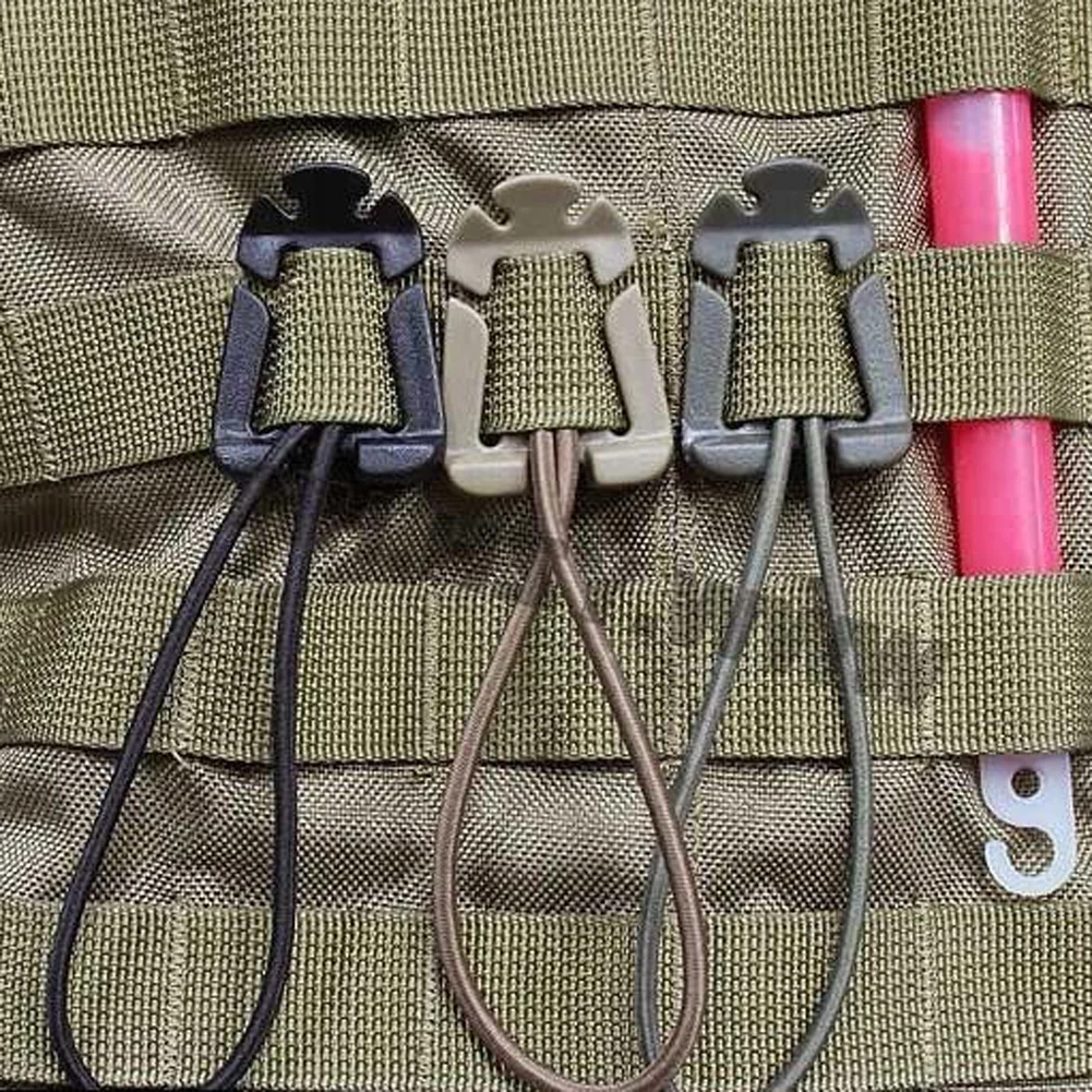 

EDC Gear 2Pcs/lot Molle Backpack Carabiner EDC Tool Elastic Rope Webbing Buckle Winder