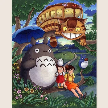 

New Arrival 5D DIY Full Square Diamond Painting Cartoon Totoro Diamond Embroidery Mosaic Cross Stitch Kits Wall Home Decoration