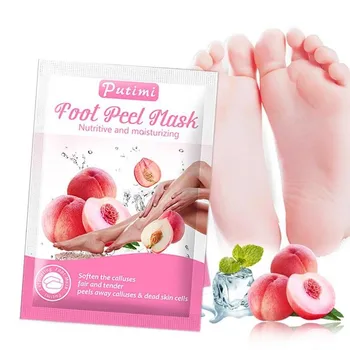 

1pair Peach Exfoliating Foot Mask of Anti Crack Heel Peeling Callus Masks Remover Dead Skin Pedicure Socks Feet Smooth Care Tool