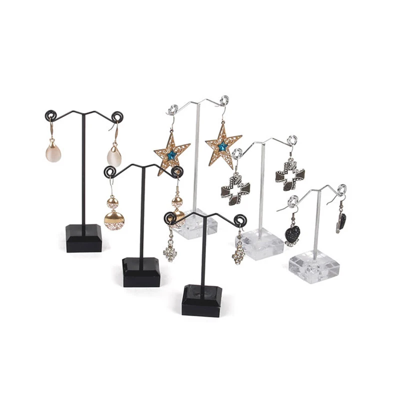 3Pcs Metal Showcase Earrings Jewelry Display Stand Organizer Holder Black 