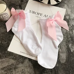 2022 Summer 1 Pair Lolita Style Japanese Maiden Lovely Woman Candy Color Bow Short Cotton Socks High Quality