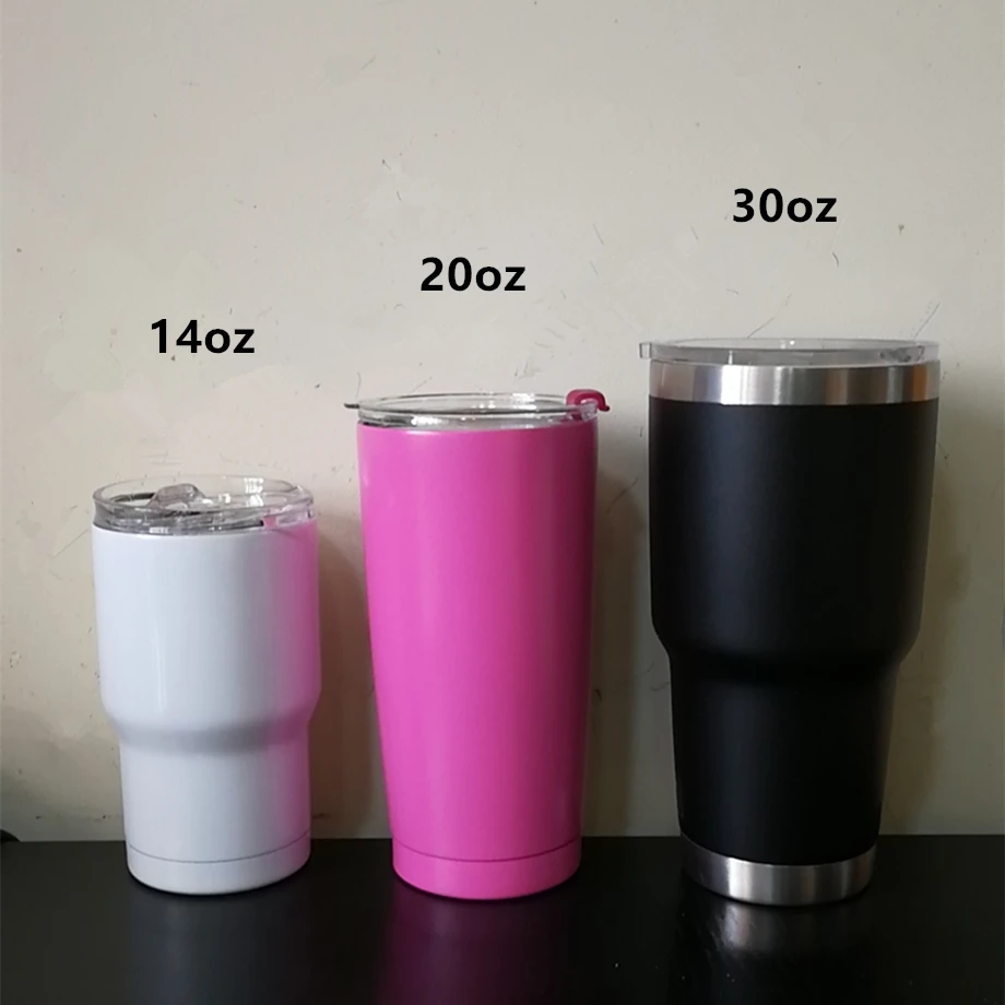 

100pcs/Lot Water Mug Travel Tumbler 14oz 20oz 30oz Sublimation Cup 18/8 Stainless Steel 2-Wall Insulated Vacuum Coffee Glass