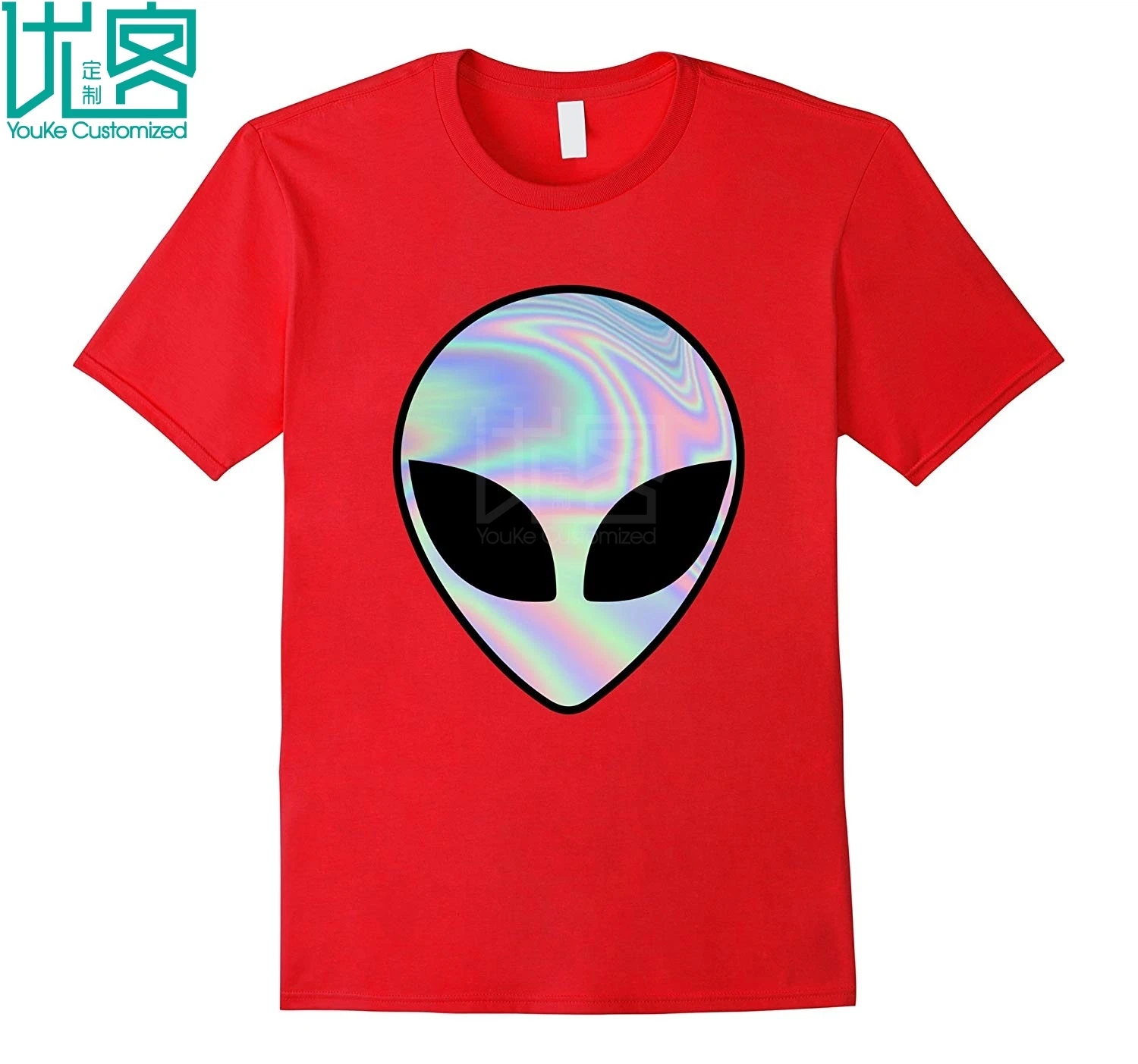 Alien Head Holographic Party Rave Trippy Shirt Men Women Amazing Short Sleeve Unique Casual Tees 100% Cotton Clothes T | Мужская одежда