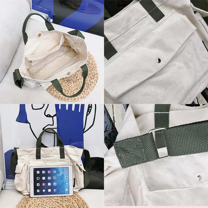 

Place of Origin Supply of Goods Large Capacity Canvas Bag Casual Outdoor Oblique Bag Korean-style Creative Multi-pocket Canvas B