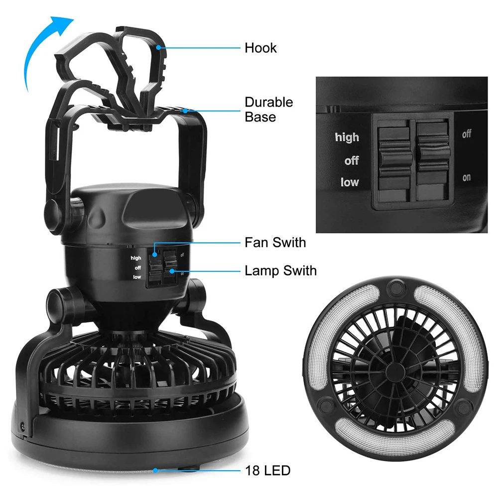 Многофункциональный кемпинг вентилятор лампа портативный 18LED кемпинг фонарь с потолочным вентилятором ураган аварийный набор выживания 08