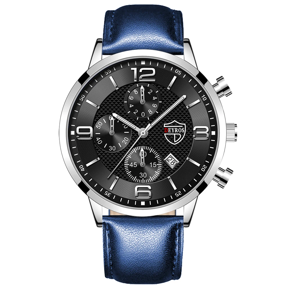 Leather Blue Black