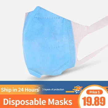 

50PCS Breathable Disposable Face Mask 3D Design Safety Dustproof Non-Woven Mask 95% Filtration 3 Layer Protection Mouth Mask