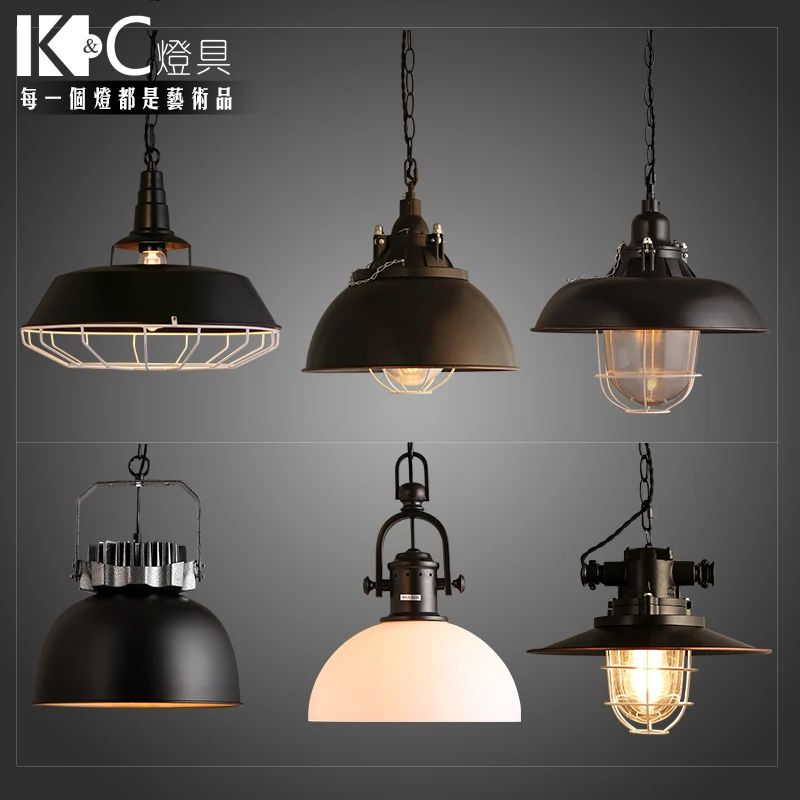 

Loft Retro Industrial Coffee Hall Bar Iron Chandelier Chandelier Single Head Cover American Village Restaurant hanglamp