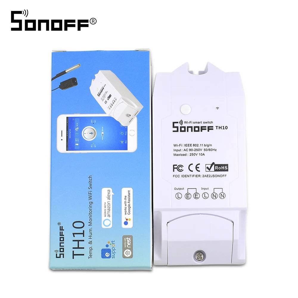 SONOFF TH10 Itead Sonoff TH16/TH10 умный Wifi переключатель прерыватель Wifi датчик температуры Влажность таймер Wifi умный дом автоматизация для Alexa - Bundle: SONOFF TH10
