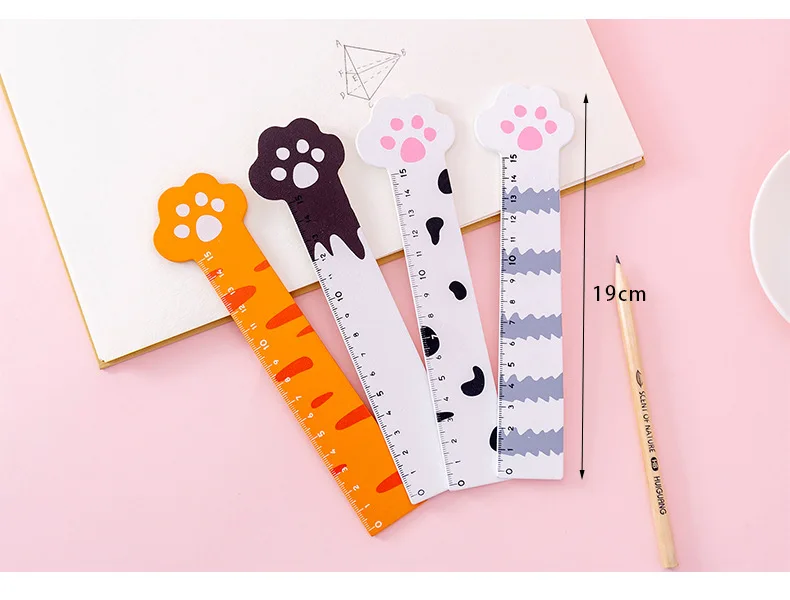 Cartoon Cat Claw 15cm Ruler Student Multifunctional Measuring Drawing Cute Ruler Girl Learning Stationery