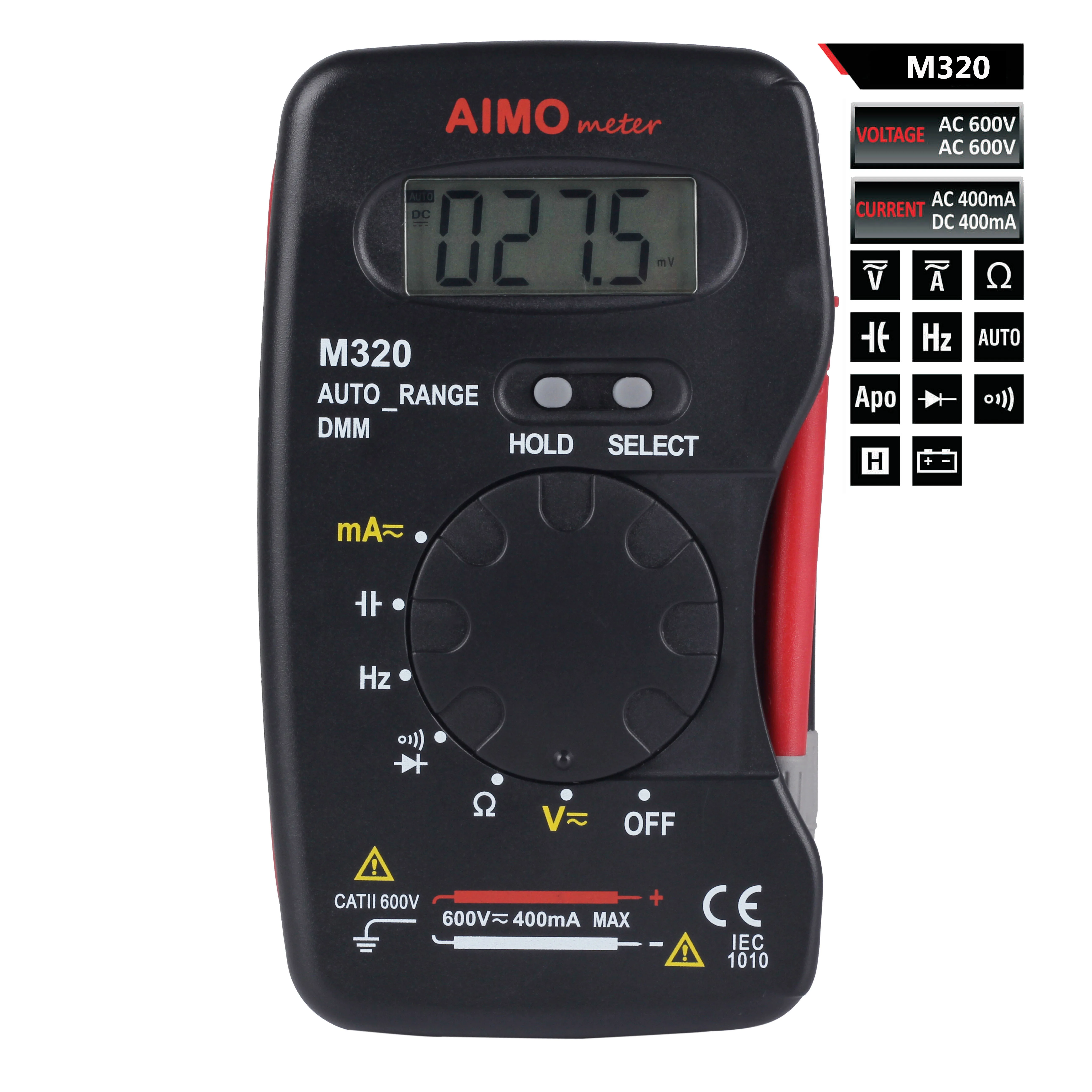 Цифровой мультиметр AIMO M320 с ЖК-дисплеем и автоматическим выбором диапазона |