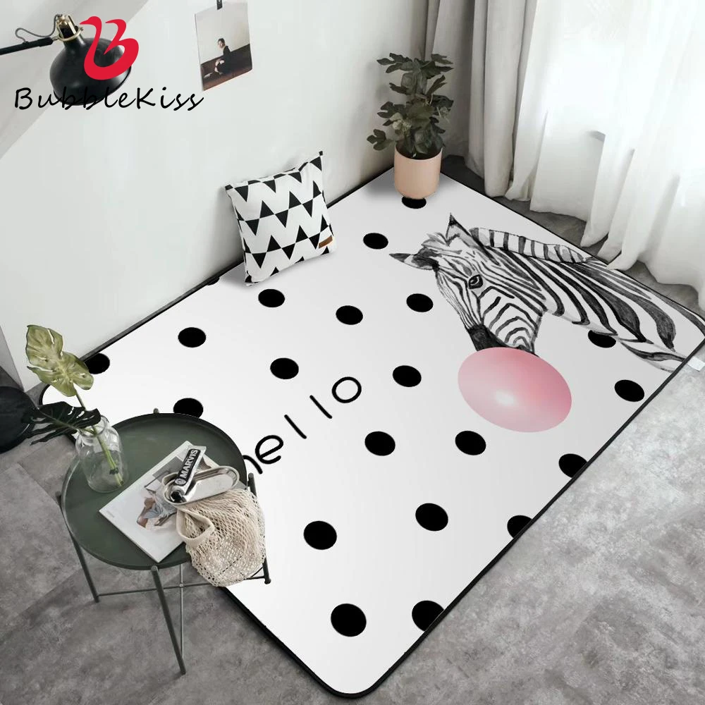 Bubble Kiss Home Living Room Decor Tappeti Personalizzati Modern Zebra Design Tappeti Rosa Cartoon Kids Room Tappetini Antirughe
