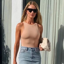 Сексуальный женский облегающий эластичный комбинезон хаки Модные Элегантные повседневные Клубные Вечерние боди без рукавов Женские топы