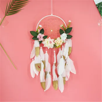 

Dreamcatcher Handmade Hanging Pendant For Kids Room Car Decor Lucky Dream Catcher Flower Feather Wall Hanging Decoration Gift