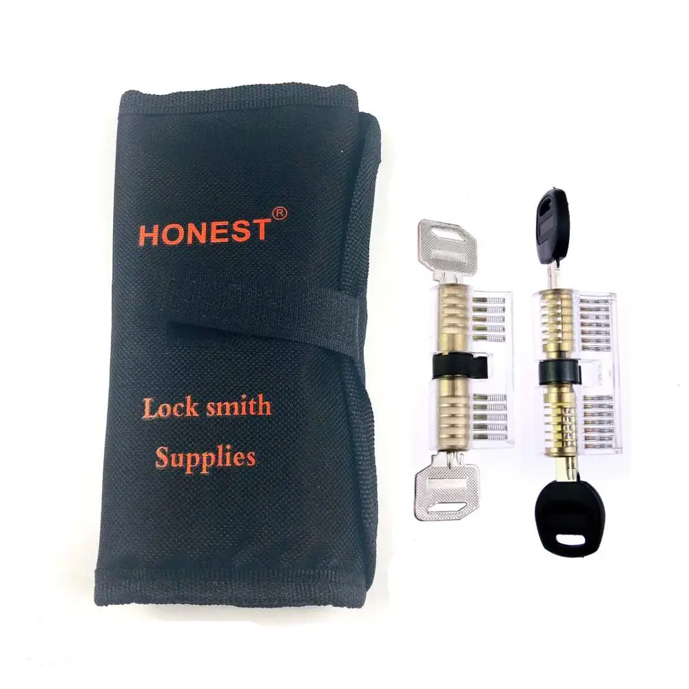 Free Shipping 2PCS Transparent Locks and 8pcs Colorful Kaba Lock Tool ,Honest High Quality Kaba Pick Practice Set for Locksmith