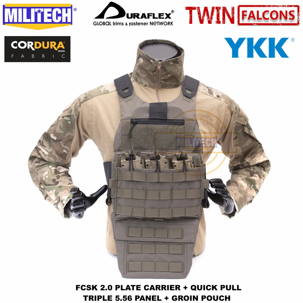 MILITECH TW FCSK 2,0 Advanced Slickster Ferro Plate Carrier с быстрой тягой тройной 5,56 панели и Groin мешочек Loadout набор сделки