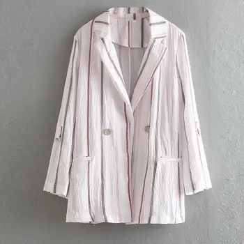 

Striped Blazers Women High Street Long Sleeve Casual Tops Blazers